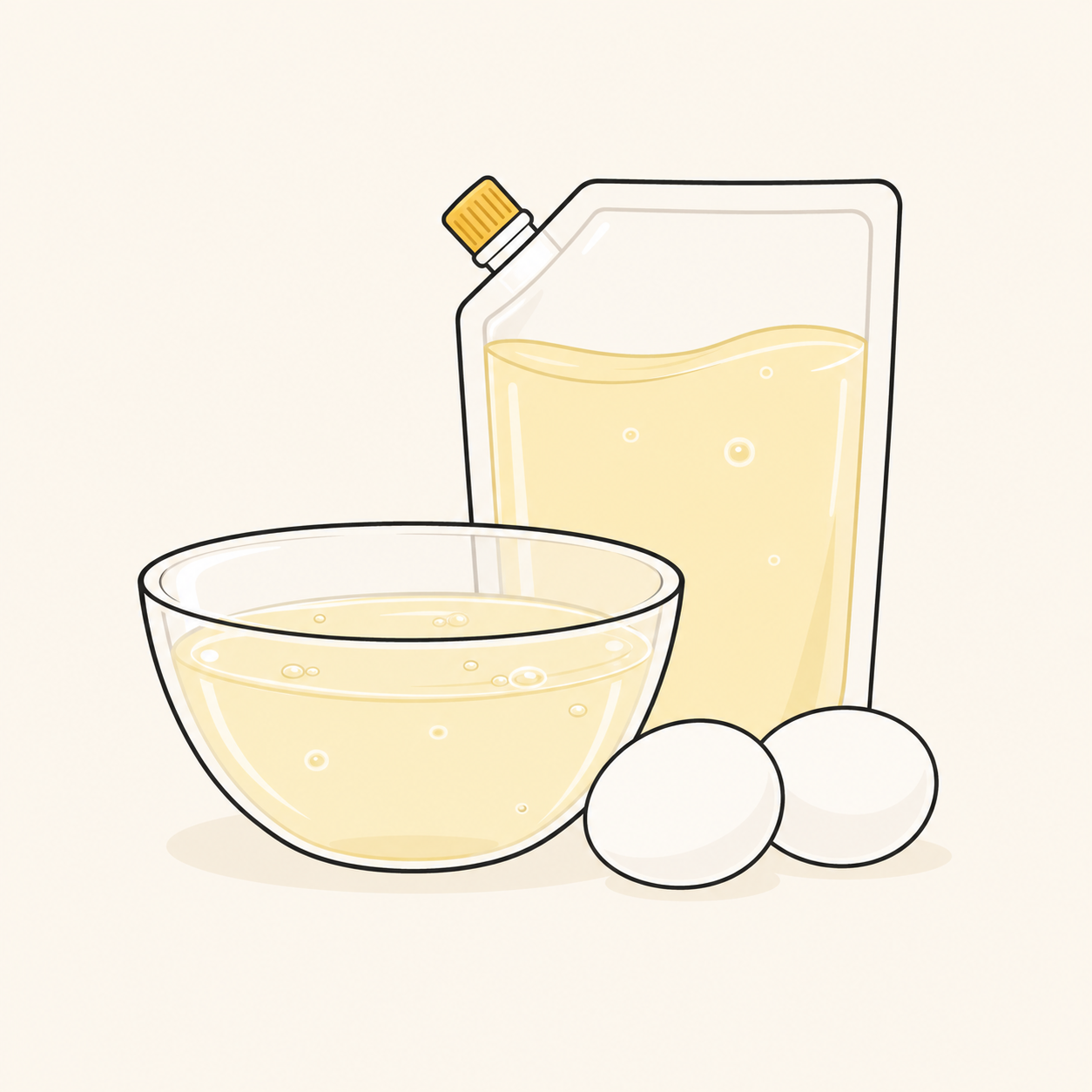 Pasteurized and fresh egg white illustration